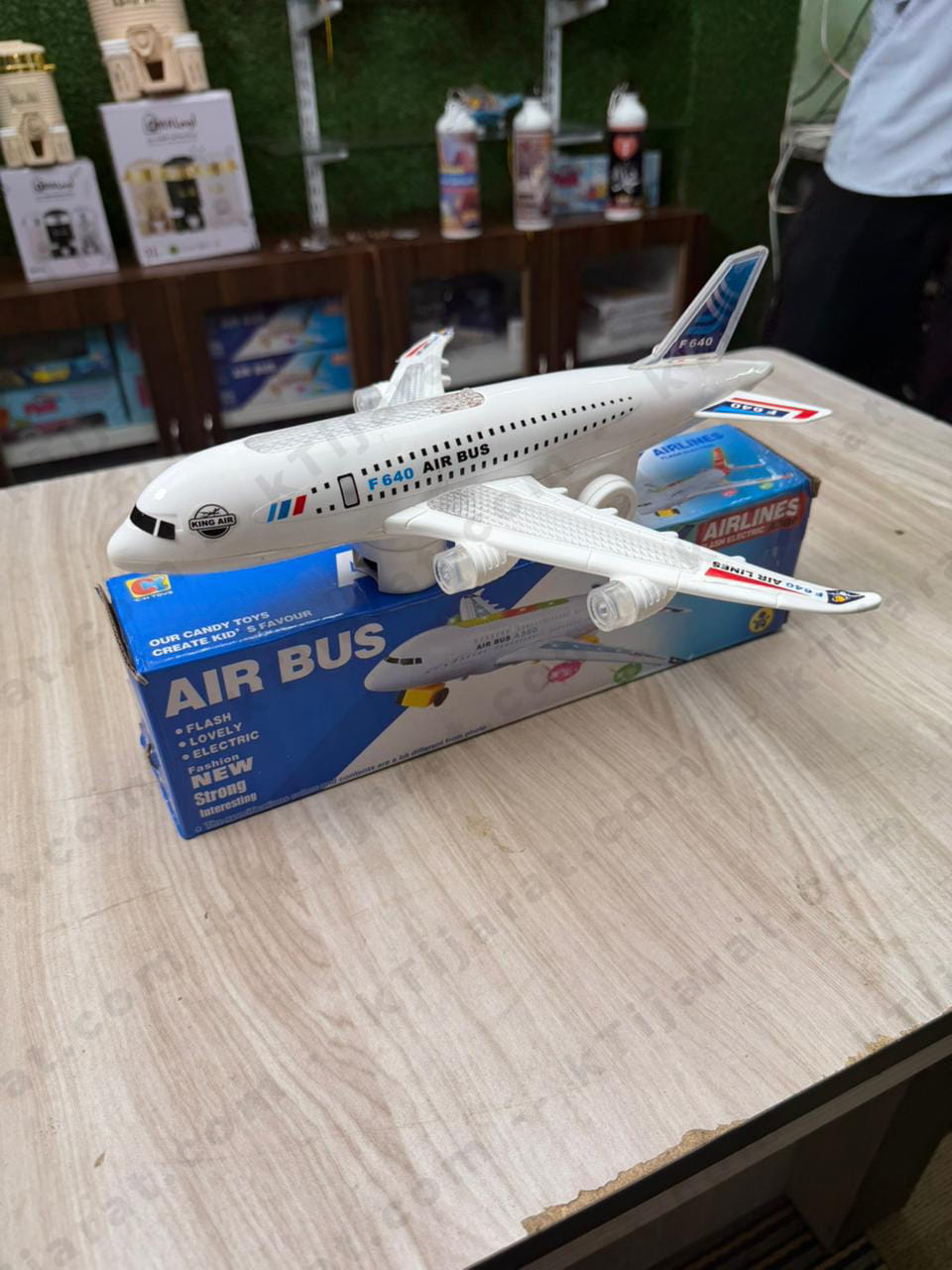 Labbaik Airplane Toy for Kids with LED Flashing Lights and Sound Effects - 360 Degree Rotating Airbus Gift