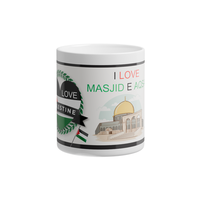I Love Masjid-e-Aqsa Mug | Love Palestine Ceramic Coffee Mug | Premium Islamic Mug 300ml | Palestine Support Gift
