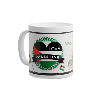 I Love Masjid-e-Aqsa Mug | Love Palestine Ceramic Coffee Mug | Premium Islamic Mug 300ml | Palestine Support Gift