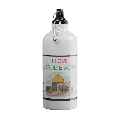 Islamic Water Bottle with Printed "I Love Masjid e Aqsa"