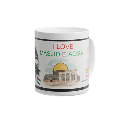 I Love Masjid-e-Aqsa Mug | Love Palestine Ceramic Coffee Mug | Premium Islamic Mug 300ml | Palestine Support Gift