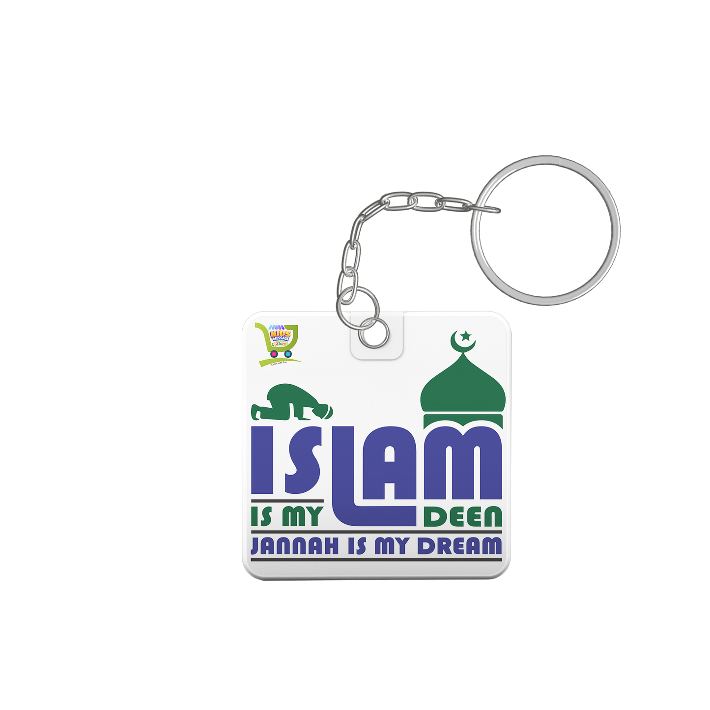Islamic Keychain, Islamic Gift, Islamic Resin Art "islam is my deen"2 side "start with Bismillah"