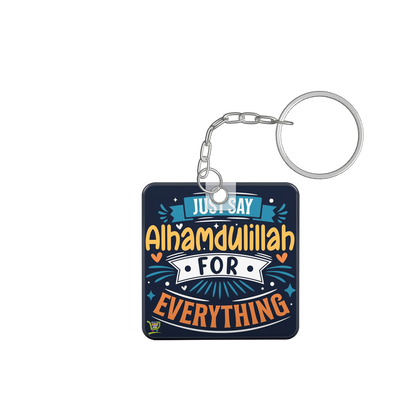 Islamic Keychain, Islamic Gift, Islamic Resin Art (in square) "alhamdulillah for every thing"2 side "Sabar and Shukhar"