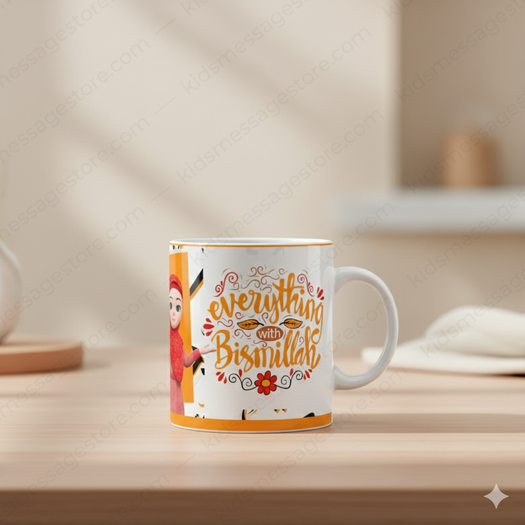 Everything With Bismillah Islamic Kids Ceramic Mug 300ml
