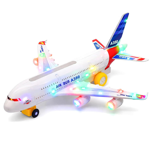 Labbaik Airplane for Kids Sound & Light Toys for Boys & Girls - 360 Degree Rotating Airbus