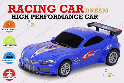 Zest 4 Toyz Bump and Go 360 Degree Battery Operated Stylish Sports Racing Car with 3D Lights and Dynamic Sounds Toys Car for Kids - Blue