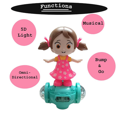 Labbaik Doll for Kids , 360 Degree Rotating - Sound & Light Toys for Boys & Girls
