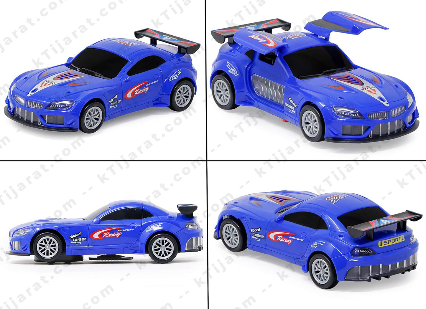Zest 4 Toyz Bump and Go 360 Degree Battery Operated Stylish Sports Racing Car with 3D Lights and Dynamic Sounds Toys Car for Kids - Blue
