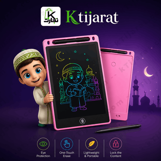 Ktijarat 8.5 Inch LCD Writing Tablet for Kids | Reusable Colorful Digital Writing Pad with Stylus | Erase Button & Screen Lock