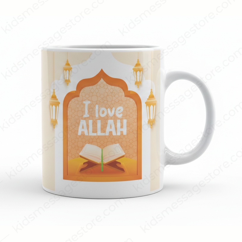 I Love Allah – Islamic Kids Premium Ceramic Mug | 300ml Islamic Cartoon Mug