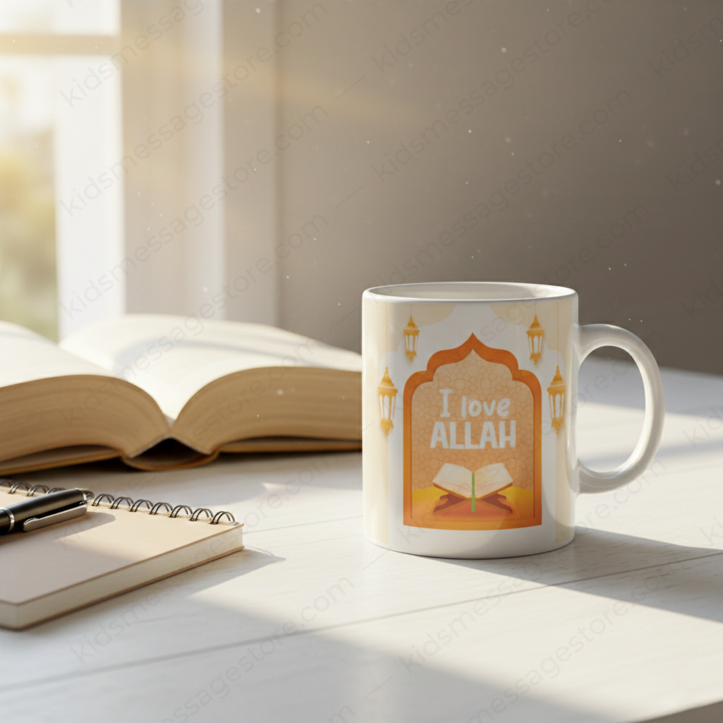 I Love Allah – Islamic Kids Premium Ceramic Mug | 300ml Islamic Cartoon Mug