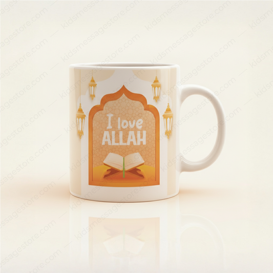 I Love Allah – Islamic Kids Premium Ceramic Mug | 300ml Islamic Cartoon Mug