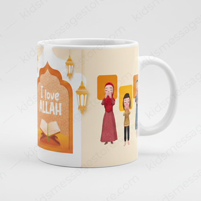 I Love Allah – Islamic Kids Premium Ceramic Mug | 300ml Islamic Cartoon Mug