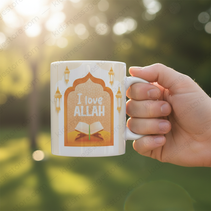 I Love Allah – Islamic Kids Premium Ceramic Mug | 300ml Islamic Cartoon Mug
