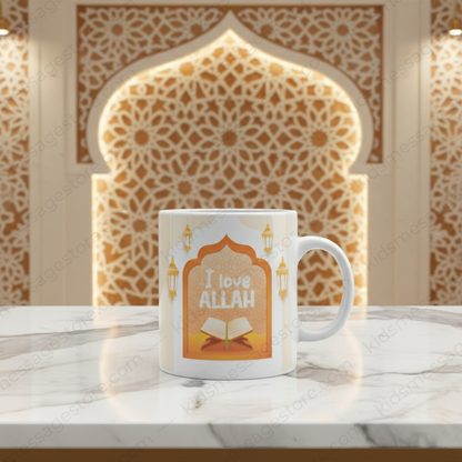 I Love Allah – Islamic Kids Premium Ceramic Mug | 300ml Islamic Cartoon Mug