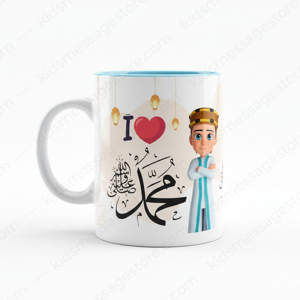 I Love Mohammad ﷺ Islamic Ceramic Mug – 300ml Premium Coffee & Tea Cup for Kids & Adults