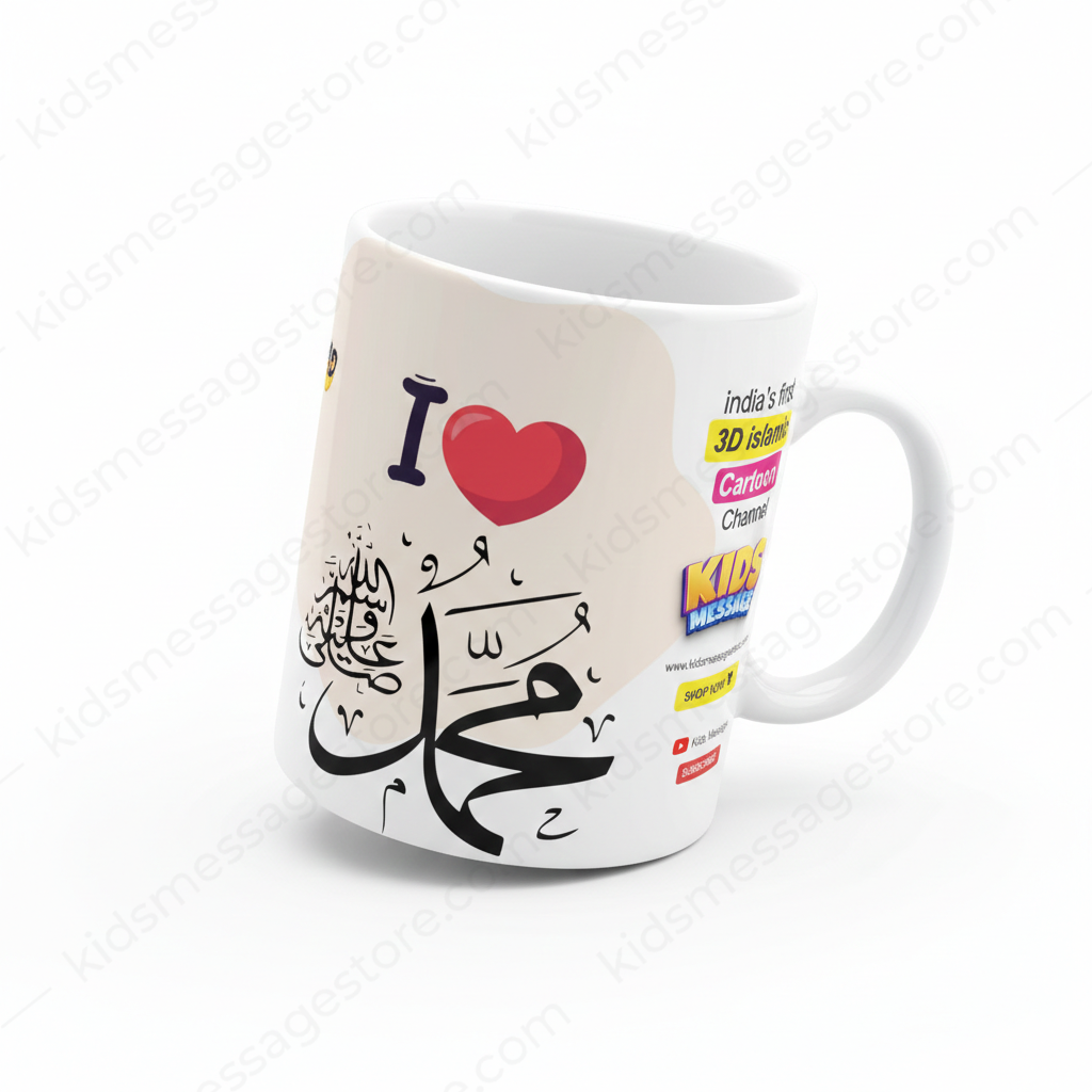 I Love Mohammad ﷺ Islamic Ceramic Mug – 300ml Premium Coffee & Tea Cup for Kids & Adults