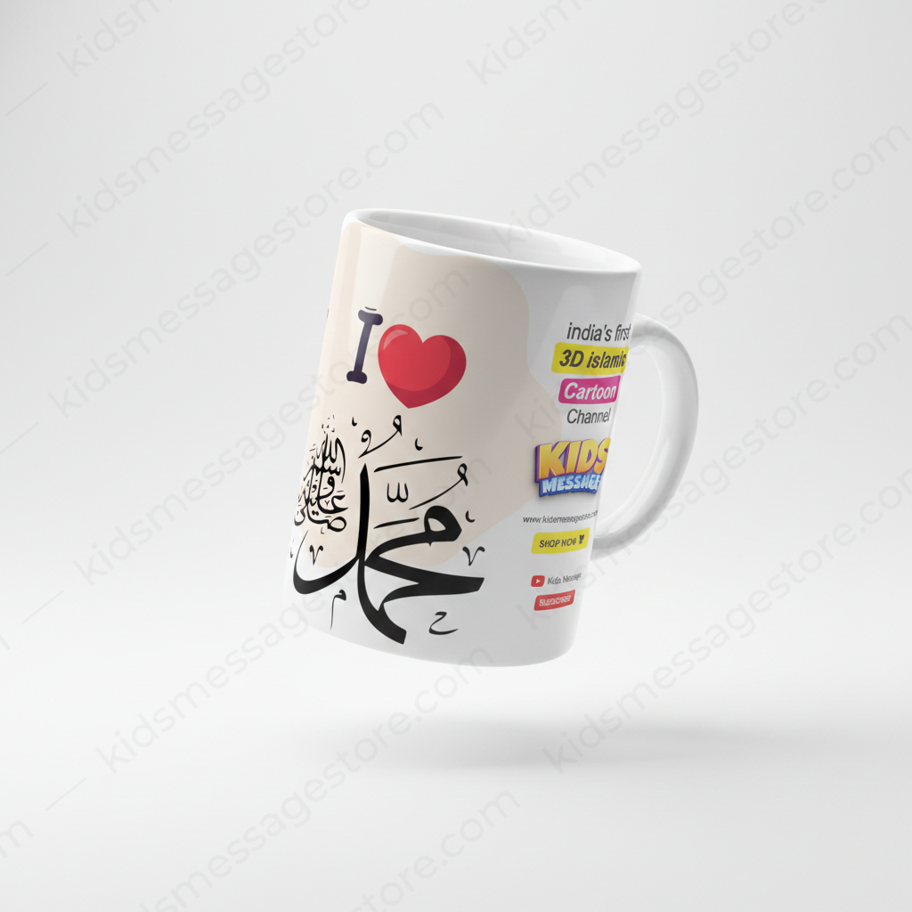 I Love Mohammad ﷺ Islamic Ceramic Mug – 300ml Premium Coffee & Tea Cup for Kids & Adults