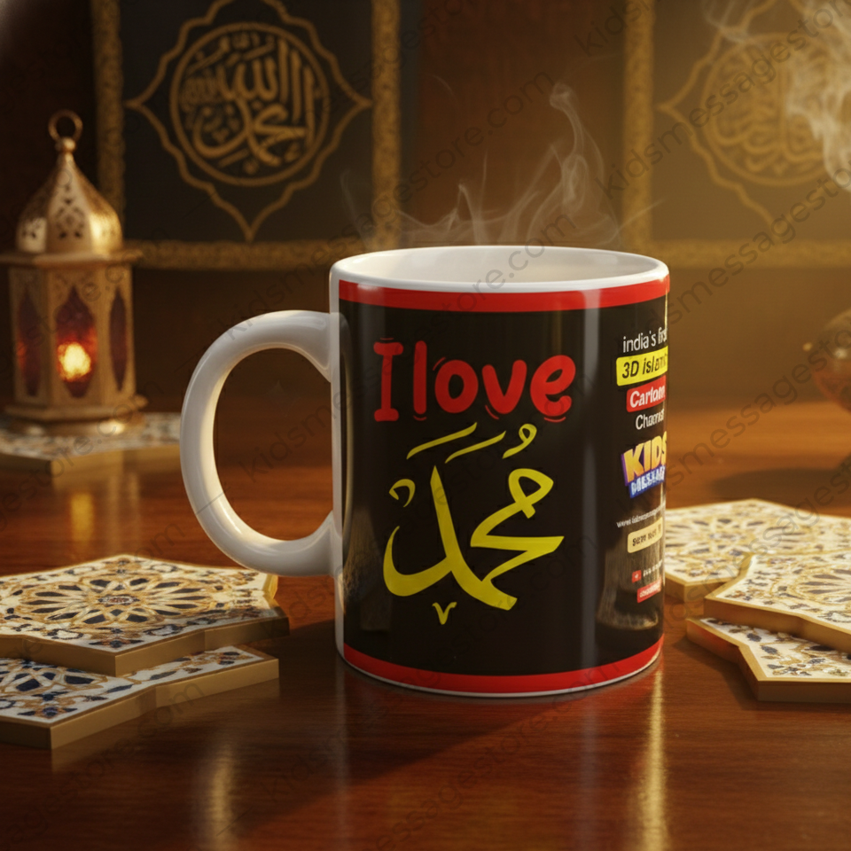 I Love Muhammad Mug | Islamic Quote Ceramic Coffee Mug | Premium Black Mug for Muslims | Islamic Gift Mug 300ml