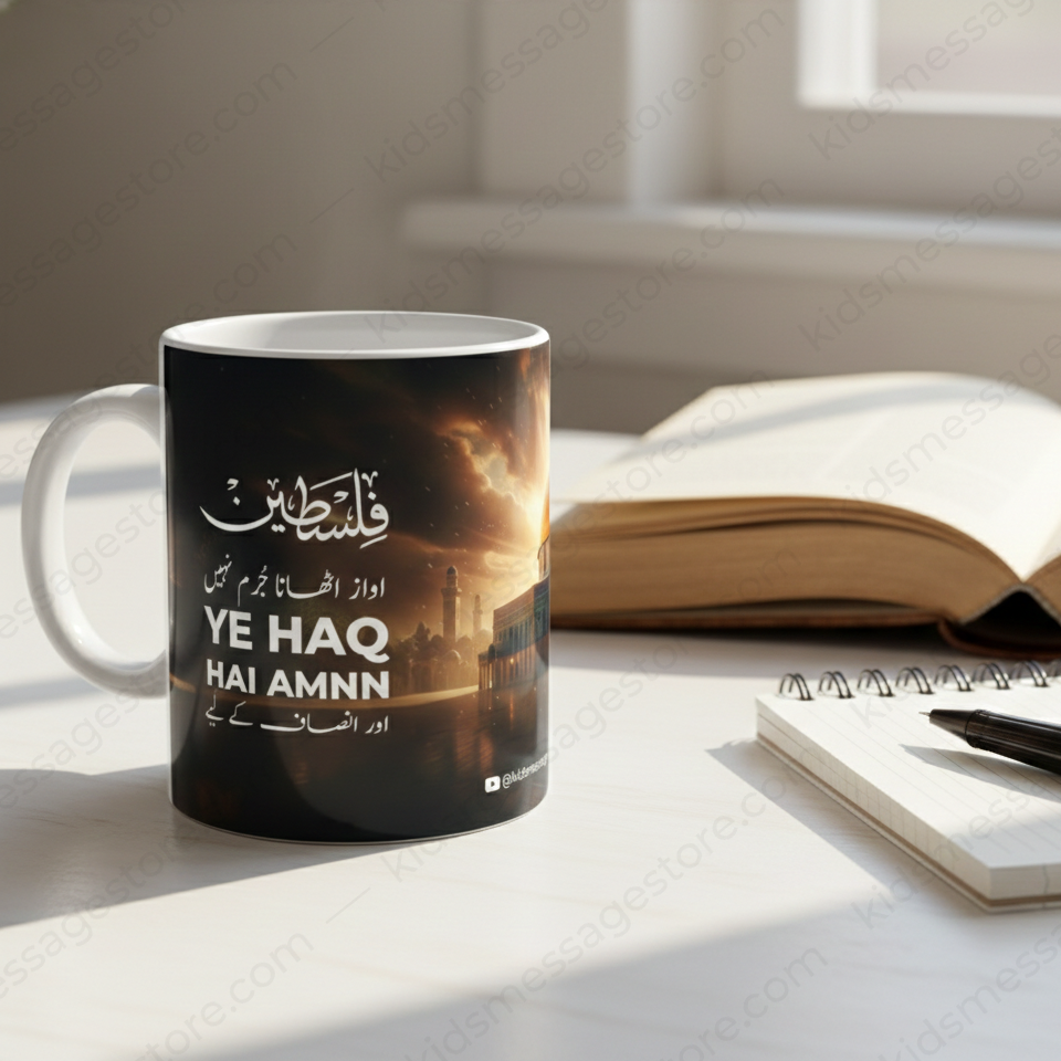 Falasteen Ye Haq Hai Amnn Ceramic Mug – Islamic Palestine Coffee Cup