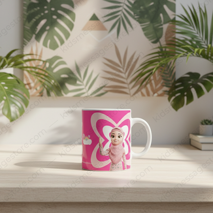 Keep Your Heart With Allah Kids Pink Mug – 300ml Ceramic Islamic Cup