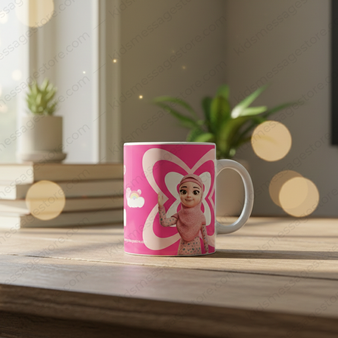 Keep Your Heart With Allah Kids Pink Mug – 300ml Ceramic Islamic Cup