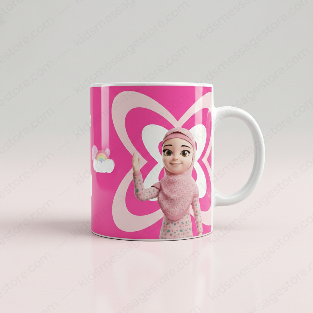 Keep Your Heart With Allah Kids Pink Mug – 300ml Ceramic Islamic Cup