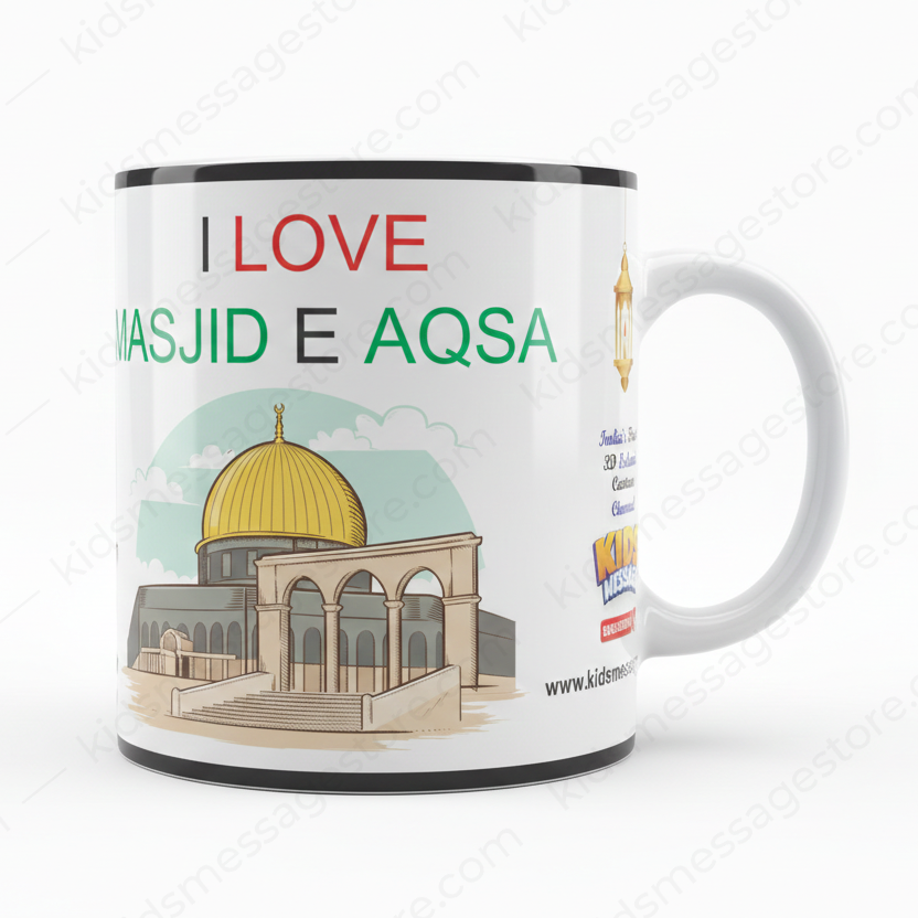I Love Masjid-e-Aqsa Mug | Love Palestine Ceramic Coffee Mug | Premium Islamic Mug 300ml | Palestine Support Gift