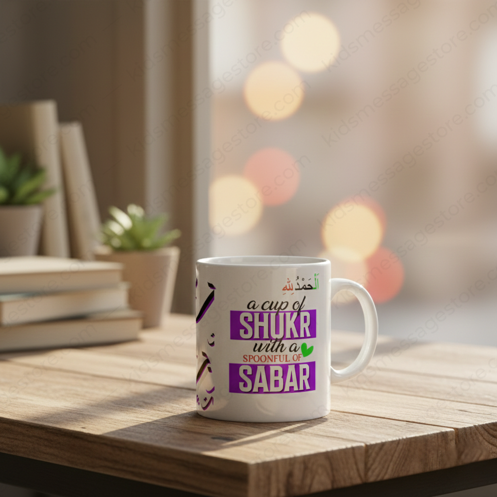 A Cup of Shukr & Sabar Islamic Mug | Ceramic Coffee Mug 300ml