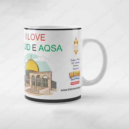 I Love Masjid-e-Aqsa Mug | Love Palestine Ceramic Coffee Mug | Premium Islamic Mug 300ml | Palestine Support Gift
