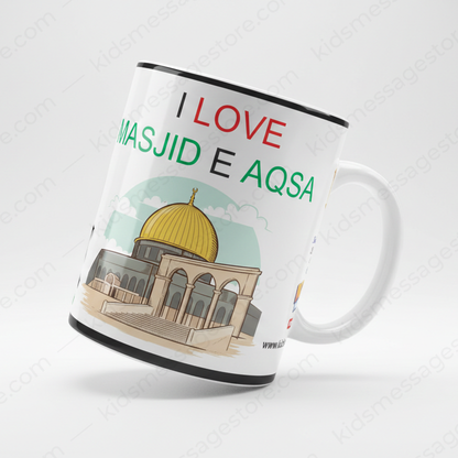 I Love Masjid-e-Aqsa Mug | Love Palestine Ceramic Coffee Mug | Premium Islamic Mug 300ml | Palestine Support Gift