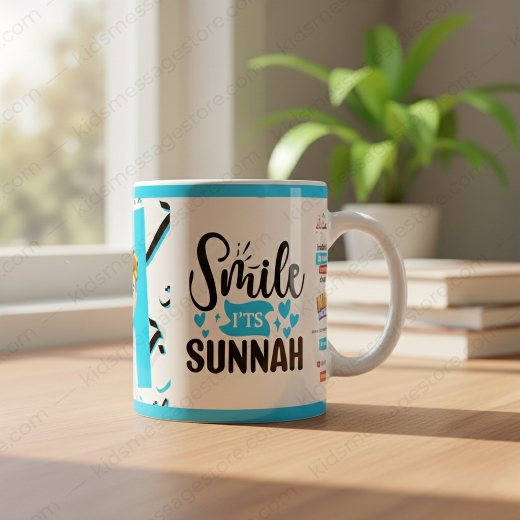 Smile It’s Sunnah Islamic Blue Ceramic Mug 300ml