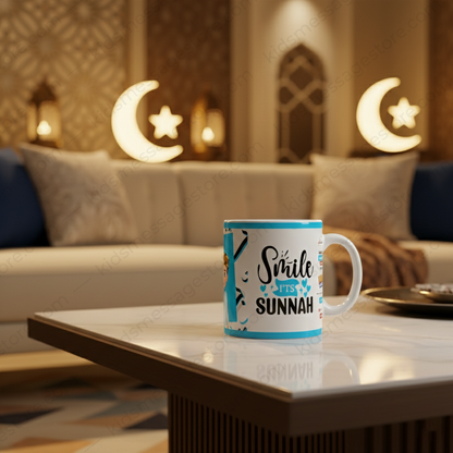 Smile It’s Sunnah Islamic Blue Ceramic Mug 300ml