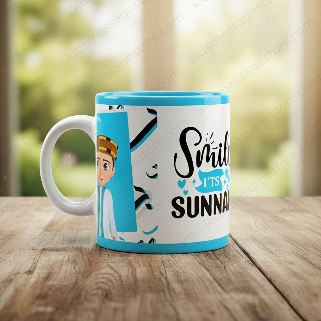 Smile It’s Sunnah Islamic Blue Ceramic Mug 300ml