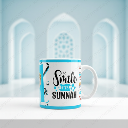 Smile It’s Sunnah Islamic Blue Ceramic Mug 300ml
