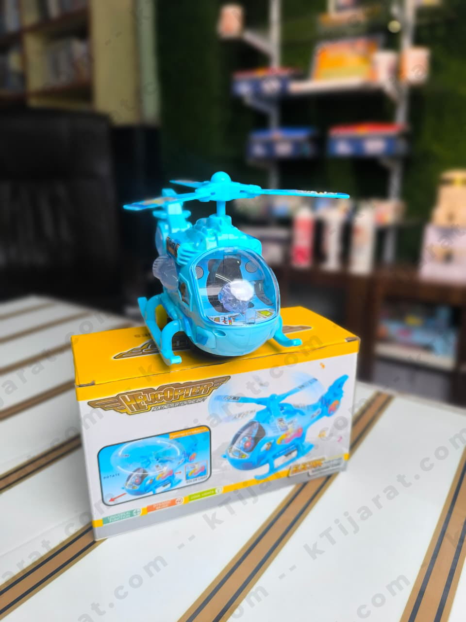 Labbaik Helicopter Toy for Kids with Rotating Blades, Flashing Lights & Sound Effects, Battery Operated, Blue