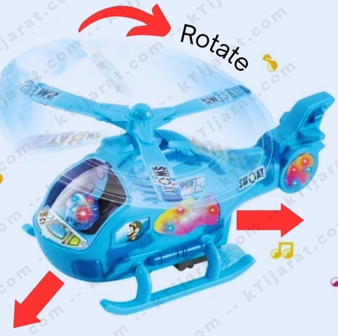 Labbaik Helicopter Toy for Kids with Rotating Blades, Flashing Lights & Sound Effects, Battery Operated, Blue