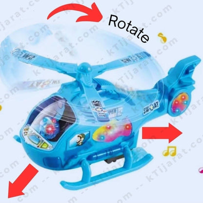 Labbaik Helicopter Toy for Kids with Rotating Blades, Flashing Lights & Sound Effects, Battery Operated, Blue