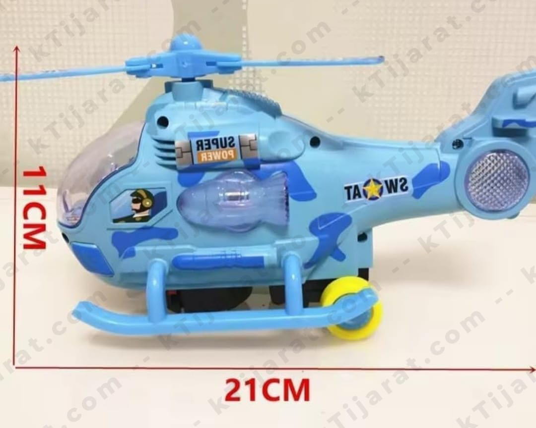 Labbaik Helicopter Toy for Kids with Rotating Blades, Flashing Lights & Sound Effects, Battery Operated, Blue