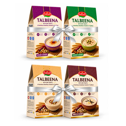 Al-Mahfooz Talbeena 4 Flavour Combo – Kesar, Mawa Malai, Elaichi & Vanilla