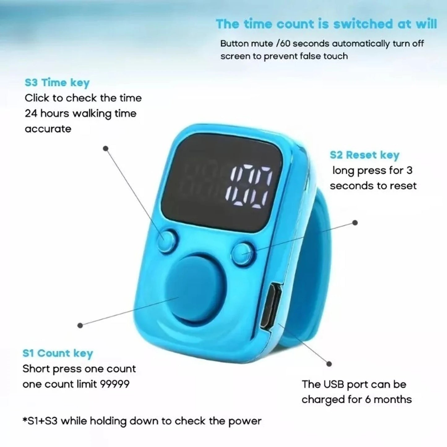 KTijarat Smart Digital Tasbeeh Zikr Ring Counter with OLED Display | Electronic Finger Prayer Counter for Tasbih, Salah & Hajj