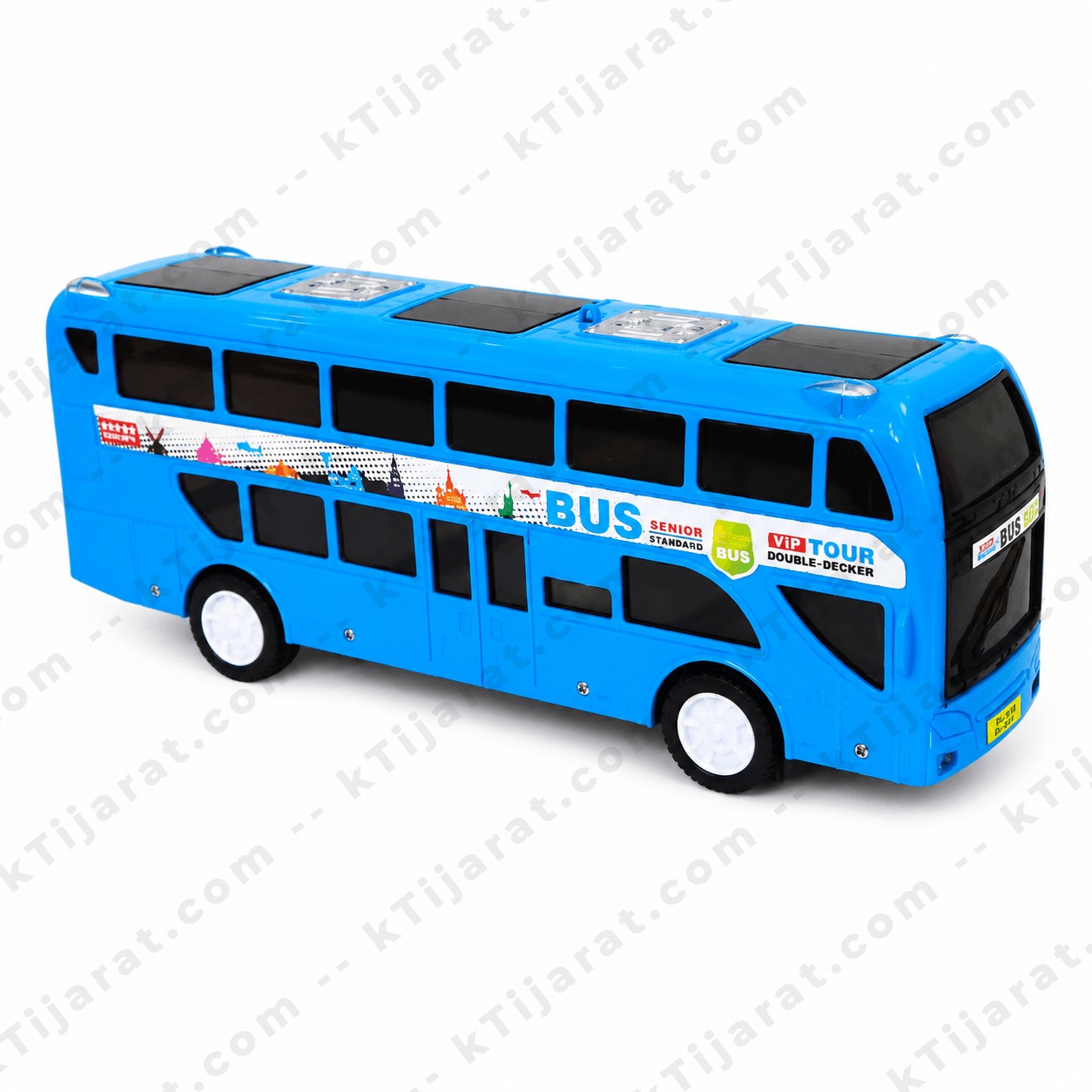 Labbaik City Bus Toy, Double Decker City Sightseeing Bus Toy for Kids, Sound LED Toy for Boys & Girls, 3+ Years, Blue and White