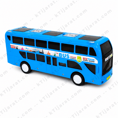 Labbaik City Bus Toy, Double Decker City Sightseeing Bus Toy for Kids, Sound LED Toy for Boys & Girls, 3+ Years, Blue and White