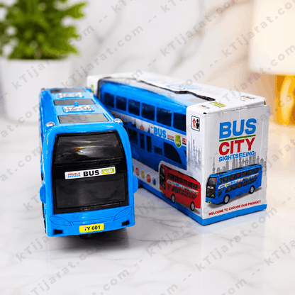 Labbaik City Bus Toy, Double Decker City Sightseeing Bus Toy for Kids, Sound LED Toy for Boys & Girls, 3+ Years, Blue and White