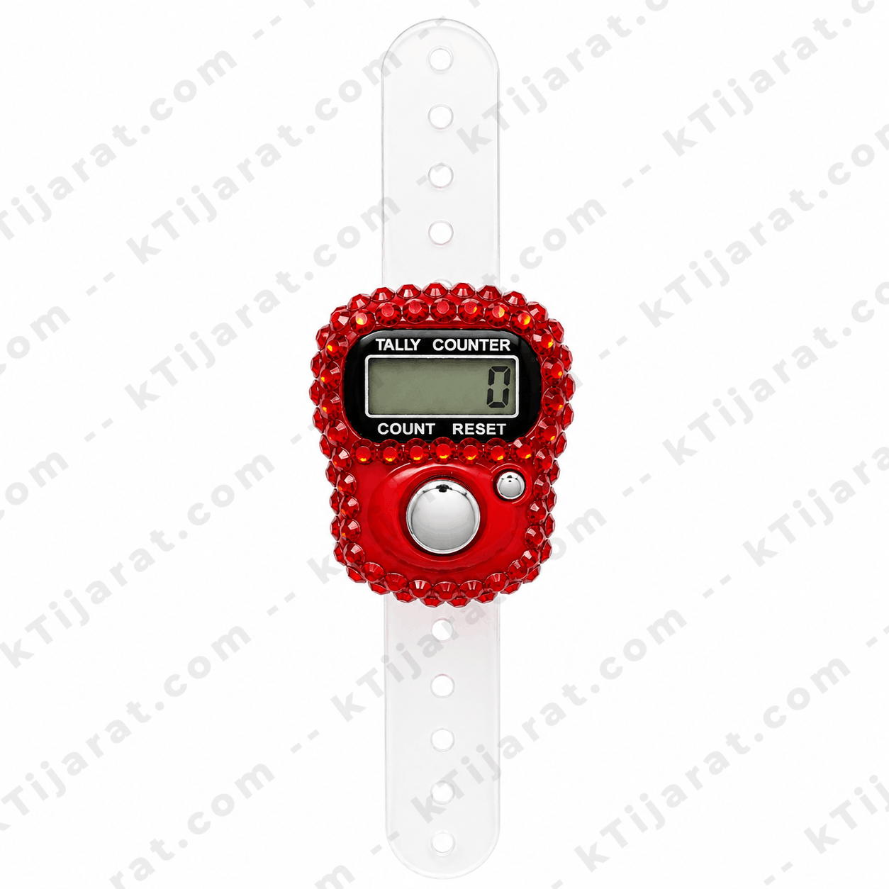 Ktijarat Luxury Crystal Digital Finger Tally Counter Ring | Electronic Tasbih Zikr Counter | LED Display | Reset Button | Adjustable Finger Counter