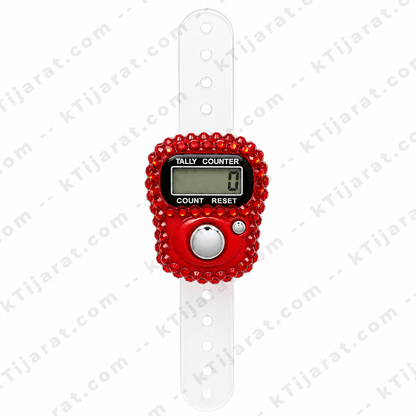Ktijarat Luxury Crystal Digital Finger Tally Counter Ring | Electronic Tasbih Zikr Counter | LED Display | Reset Button | Adjustable Finger Counter