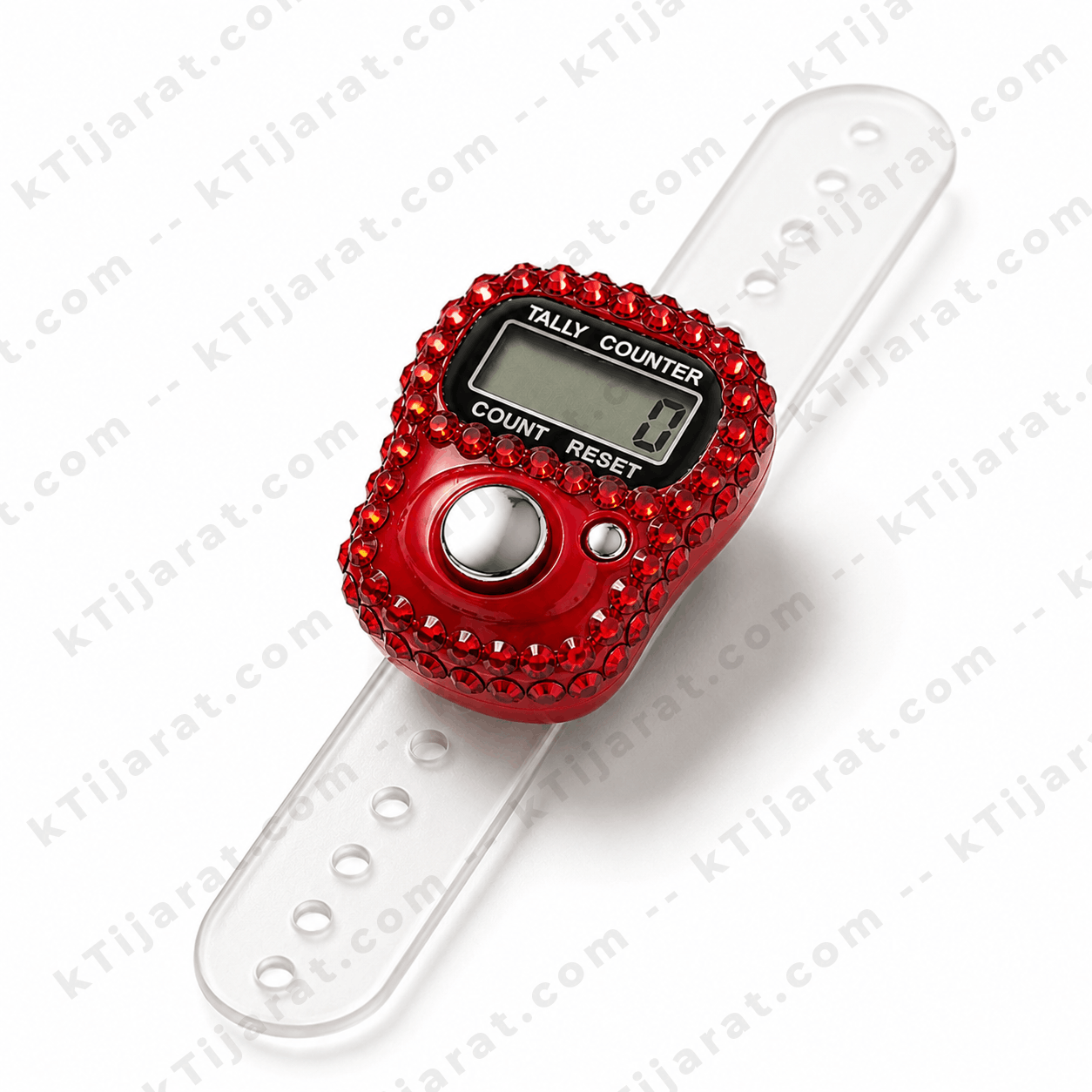 Ktijarat Luxury Crystal Digital Finger Tally Counter Ring | Electronic Tasbih Zikr Counter | LED Display | Reset Button | Adjustable Finger Counter
