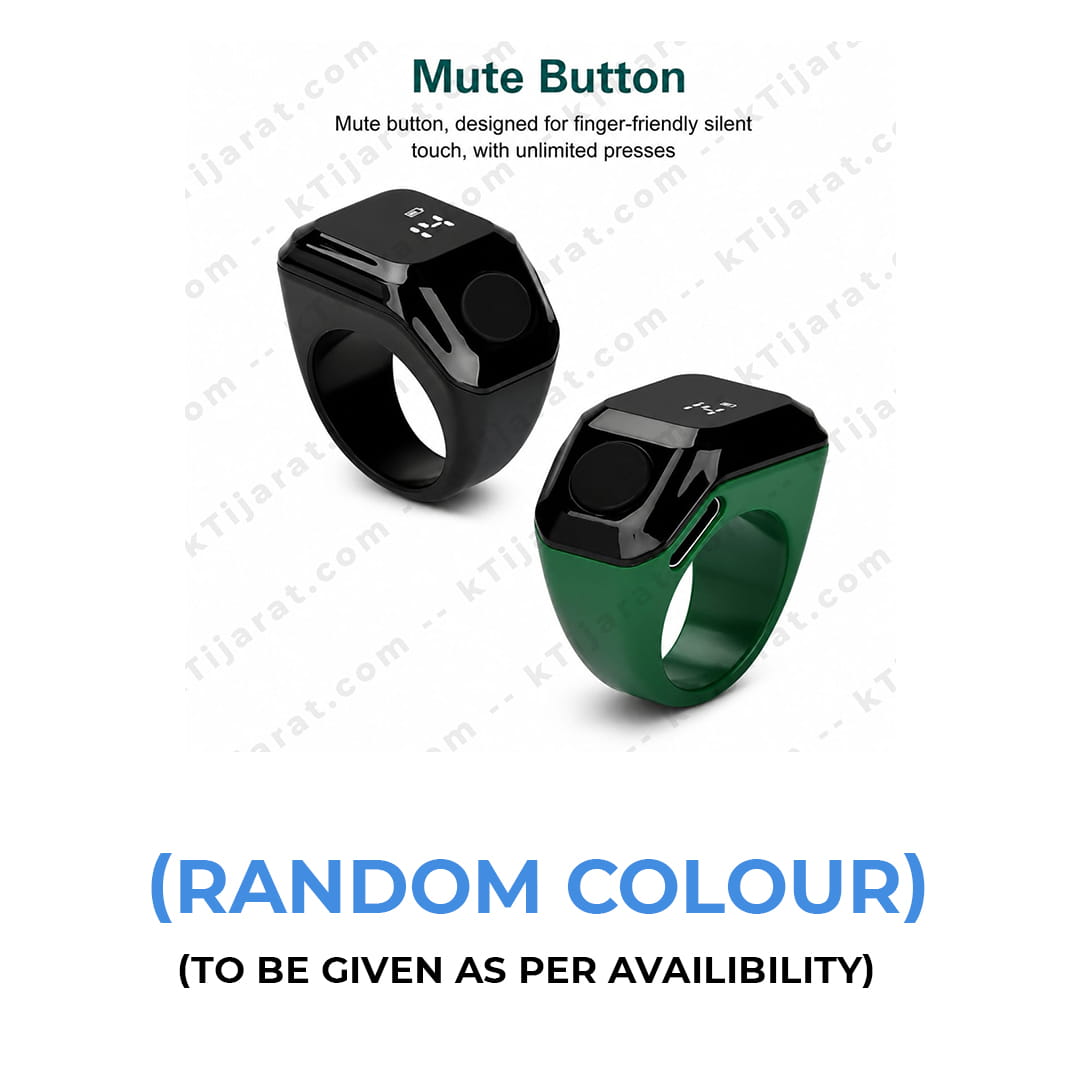 Ktijarat Smart Digital Zikr Counter Ring | Rechargeable Electronic Tasbih Ring with OLED Display | Silent Touch Prayer Counter