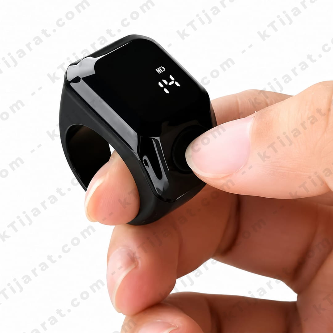 Ktijarat Smart Digital Zikr Counter Ring | Rechargeable Electronic Tasbih Ring with OLED Display | Silent Touch Prayer Counter