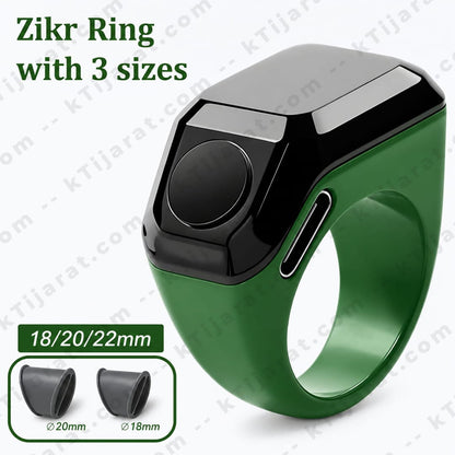 Ktijarat Smart Digital Zikr Counter Ring | Rechargeable Electronic Tasbih Ring with OLED Display | Silent Touch Prayer Counter